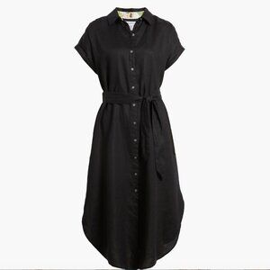 Tommy Bahama Coastalina Linen Midi Shirtdress Black Size XL